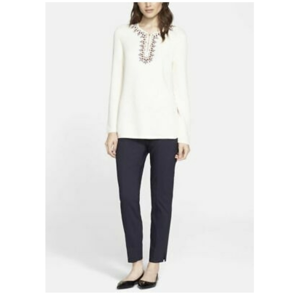 Tory Burch Callie Womens skinny slim cropped ankle side zip dress pants 2 - Picture 1 of 14